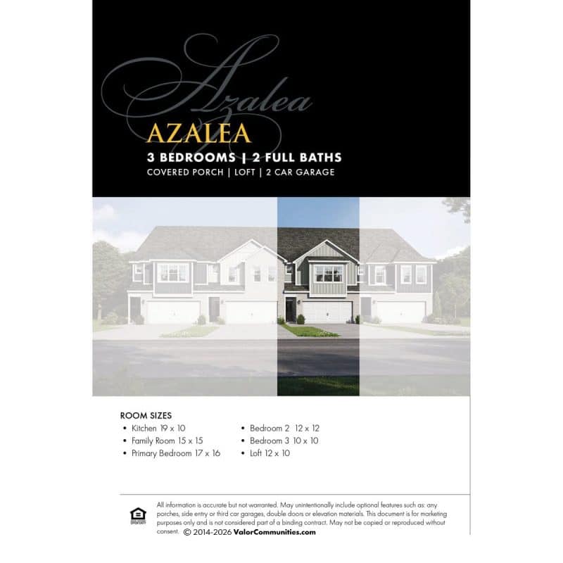 Azalea Sonata Floorplan Details - Valor Communities New Homes for Sale